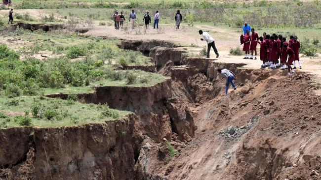 The deep chasm appeared following heavy downpours of rain in March. Picture: AFP/ Simon Maina