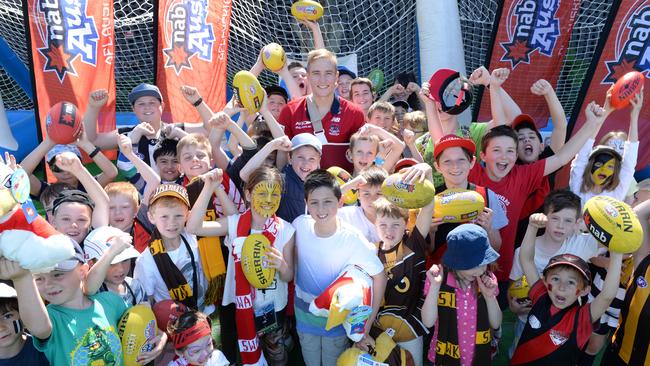 Bernie Vince will be king of the kids when an AFL Grand Final live site is turned over to schoolchildren. Picture: Lawrence Pinder