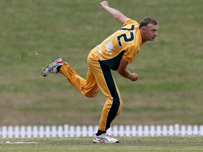 Bryce Cook bowling for North Coast at the U19 Country Colts Championships. Picture: John Appleyard