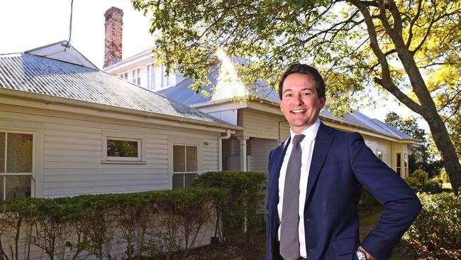 JLL’s Blake Goddard at Toowong’s historic and elegant Endrim House. Picture: AAP/John Gass