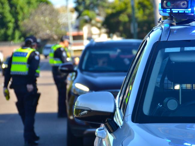 Police at a static roadside breath test site on Balls Lane in Mysterton as Operation Cold Snap rolls out for the school holidays. Picture: Natasha Emeck