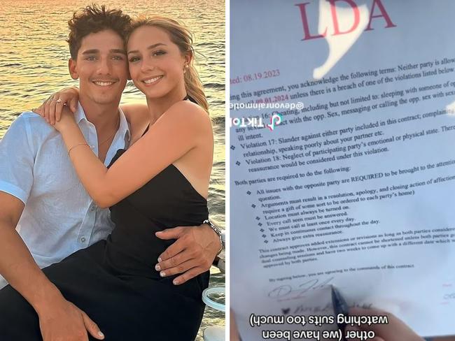 An American couple has divided the internet after revealing they’d drawn up a lengthy contract for their long-distance relationship.