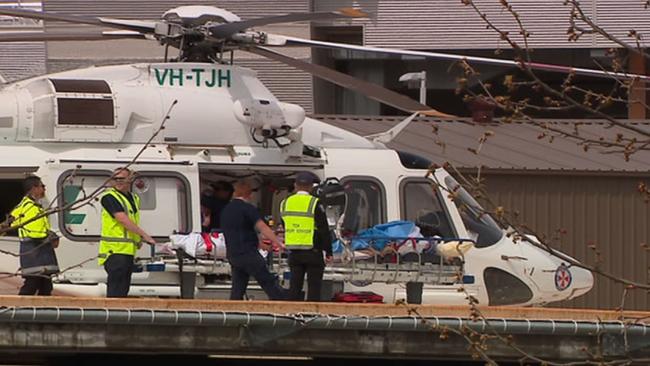 Two passengers were airlifted to Canberra Hospital while another 25 were transferred to Harden hospital with minor injuries. Picture: Channel 10