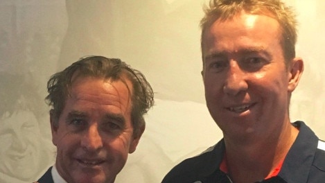 Mind coach Bradley Charles Stubbs (L) and Sydney Roosters coach Trent Robinson. Stubbs received a premiership medal for his work at the Roosters.