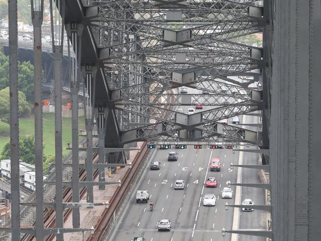 The lateral beams of The Sydney Harbour Bridge. Picture: Rohan Kelly