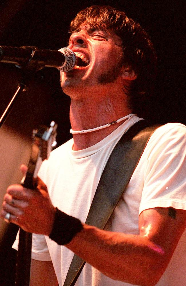 Grohl rocking the main stage at the Gold Coast Big Day Out in 2000 before he blew over the limit. Picture: NCA