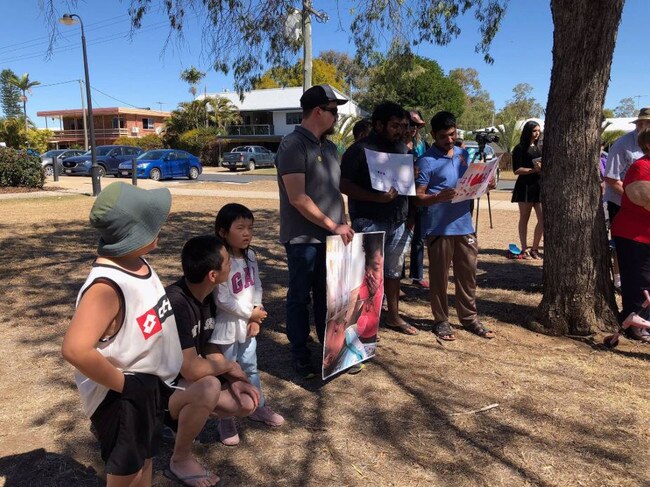 Locals gather in Biloela in a bid to convince the Australian Government to let Nades, Priya, Kopika and Tharunicaa return to the Queensland town. Picture: Twitter/@HometoBilo