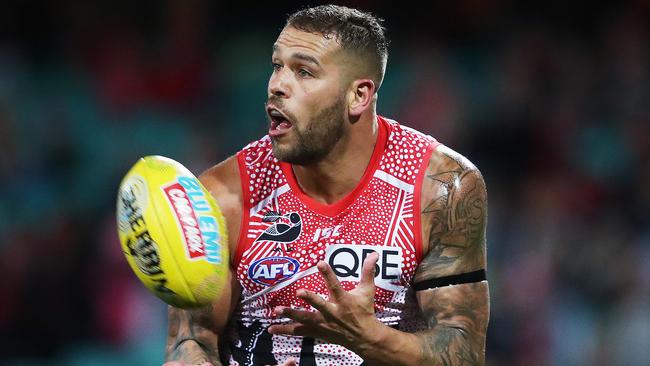 Lance Franklin was always in the action against the Blues. Picture: Phil Hillyard