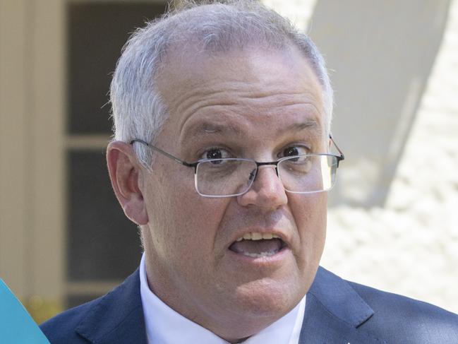 Scott Morrison speaks to reporters. Picture: Getty Images.