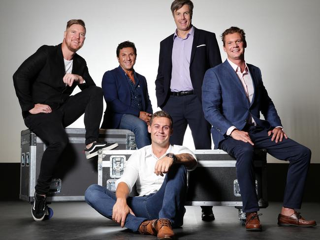 Married At First Sight NSW contestants from left Dean, Nasser, Ryan, Troy and Justin. Picture: Jonathan Ng