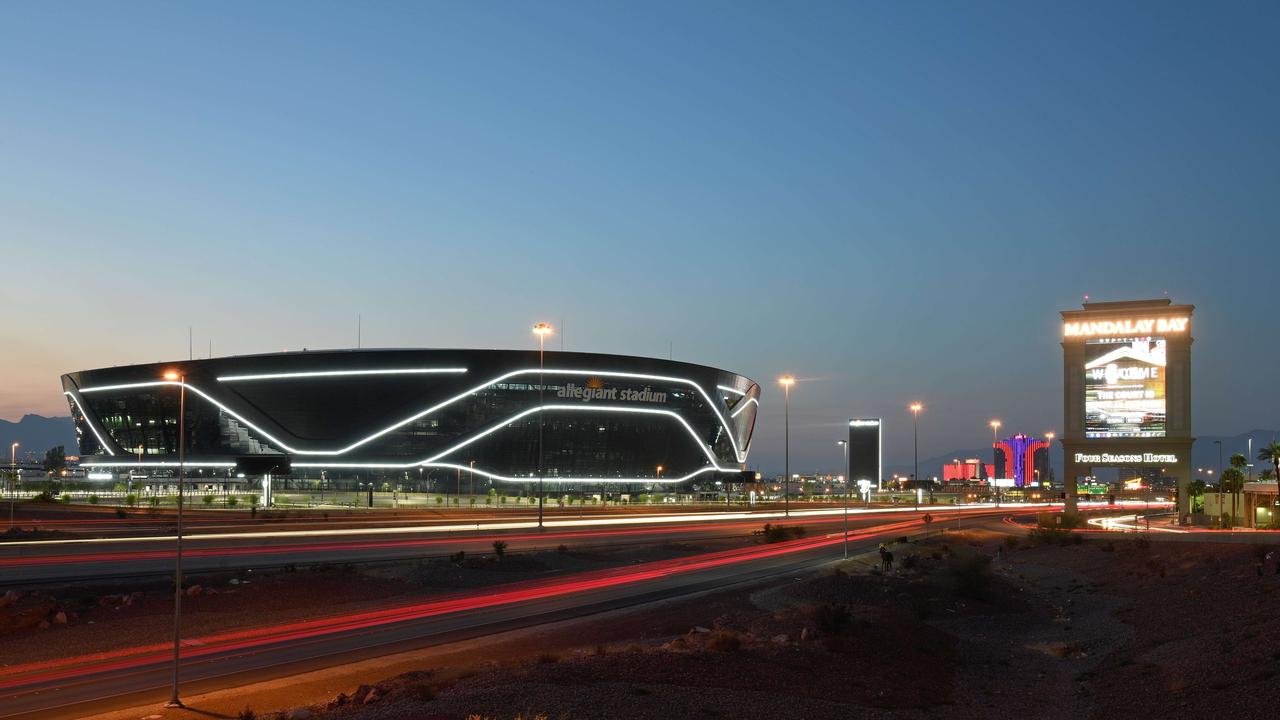 An exterior view of the new $2.6 billion Allegiant Stadium.