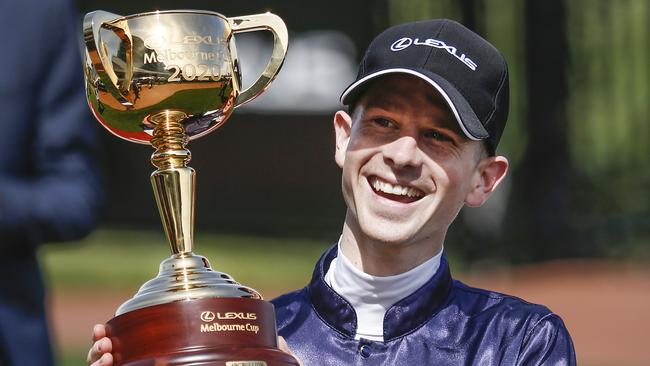 Jye McNeil is hoping for a win in front of crowds after wining the 2020 Melbourne Cup. Picture: David Caird