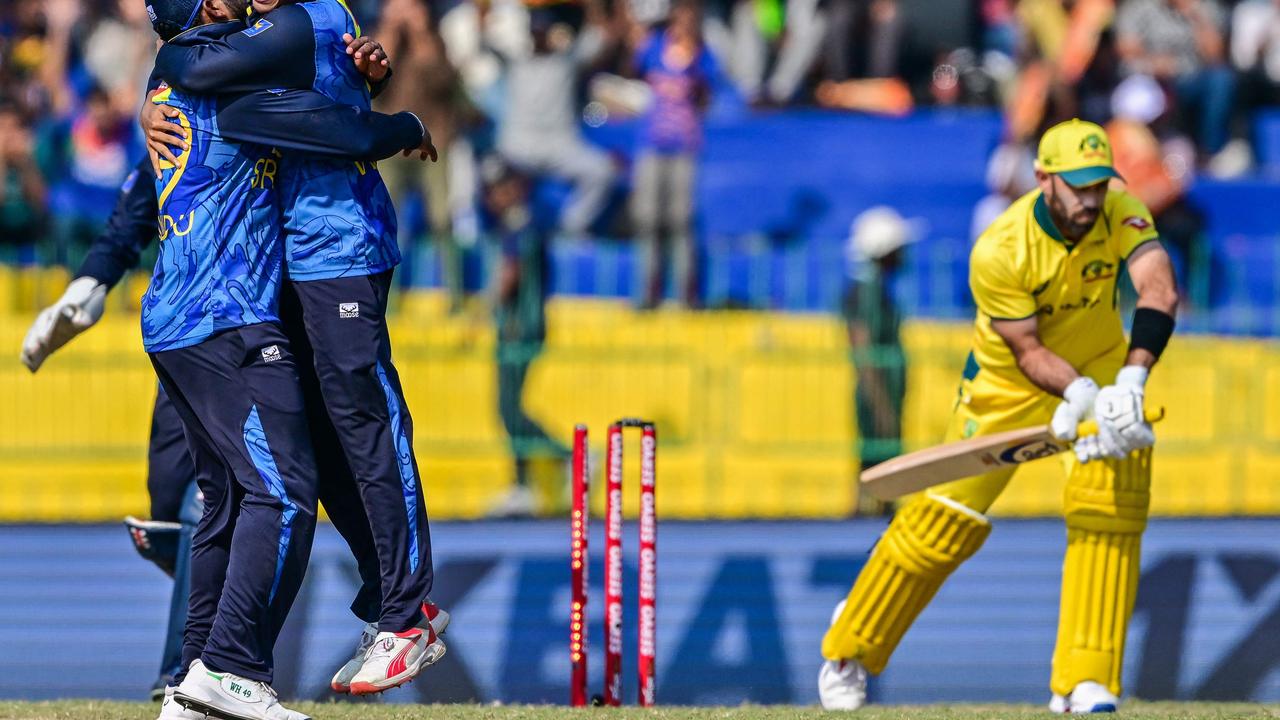 Glenn Maxwell was bowled third ball. (Photo by Ishara S. KODIKARA / AFP)