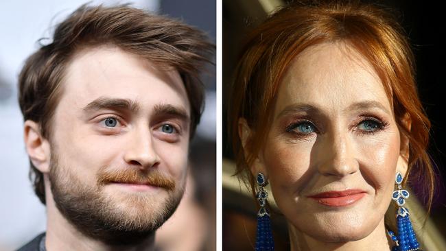 Harry Potter actor Daniel Radcliffe, left, and author JK Rowling.