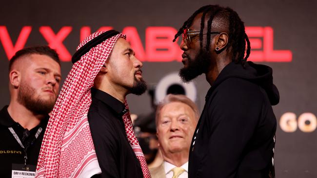 Parker and Wilder stare down. (Photo by Richard Pelham/Getty Images).