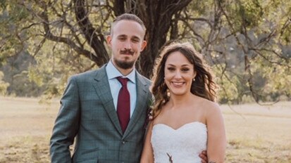 Georgia Clark and husband Rus on their wedding day in 2018. Picture: Ava Me