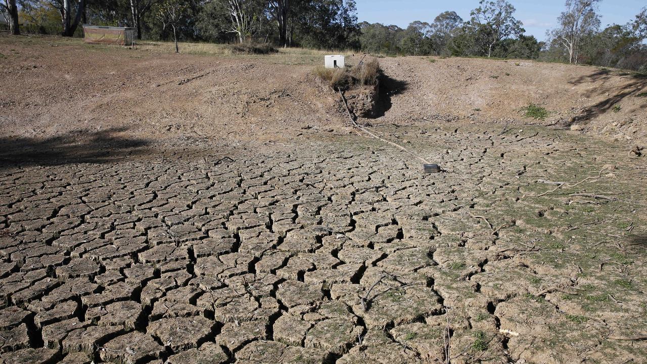 A dry dam in Mulgoa in September this year. Picture: David Swift/AAP