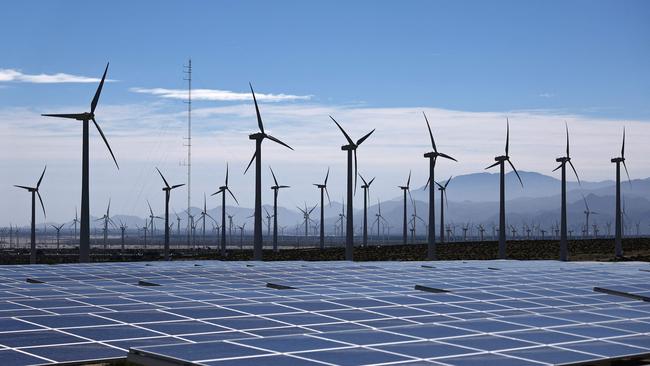 Wind turbines operate at a wind farm in California. Picture: Getty Images