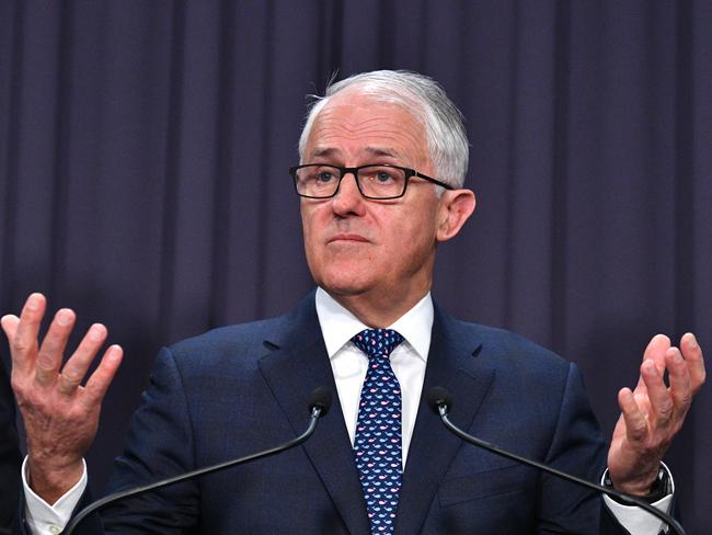 Prime Minister Malcolm Turnbull at a press conference at Parliament House in Canberra, Saturday, August 20, 2018. (AAP Image/Mick Tsikas) NO ARCHIVING