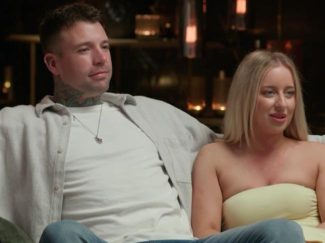 Couple Dave Hand and Jamie Marinos on MAFS. Picture: Channel 9.
