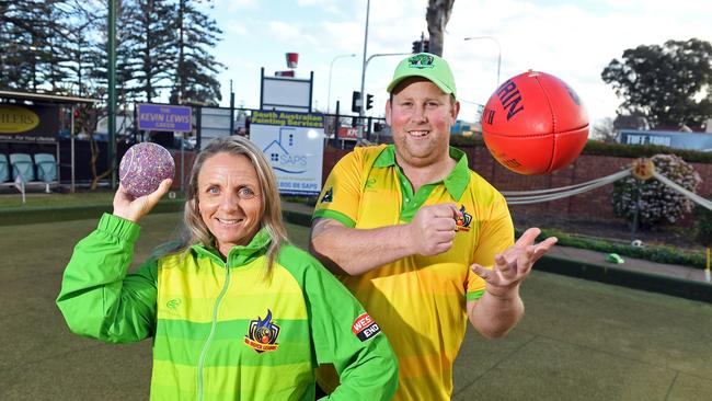 Brett Baldey, coach of Cove Football Club, and will now be combining that role as coach of Western Rogues Lawn Bowls Premier League franchise. He is pictured with fellow player Cath Greenslade. Picture: Tom Huntley