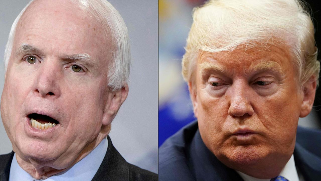 The late Senator John McCain and US President Donald Trump did not see eye-to-eye. Now Trump has lost McCain’s usually solidly Republican home state of Arizona. Picture: BRENDAN SMIALOWSKI and MANDEL NGAN / AFP.