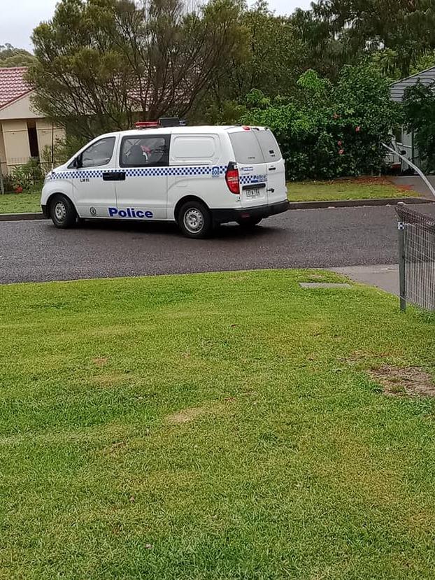 A police van at the double shooting site.