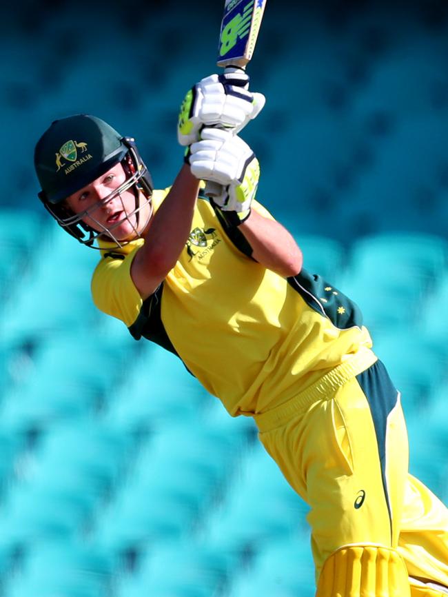 Austin Waugh in action during the Australian under-17 v under-19 T20. Picture: Gregg Porteous