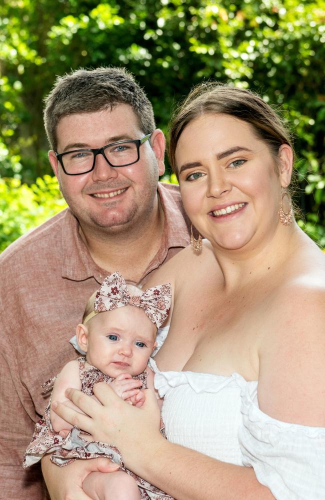 Grace Louise Hoyle was born December 15, weighing 2860g and measuring 53cm long. She is pictured with Dad Colin Hoyle and mum Madeline Mills. Picture: Michaela Harlow