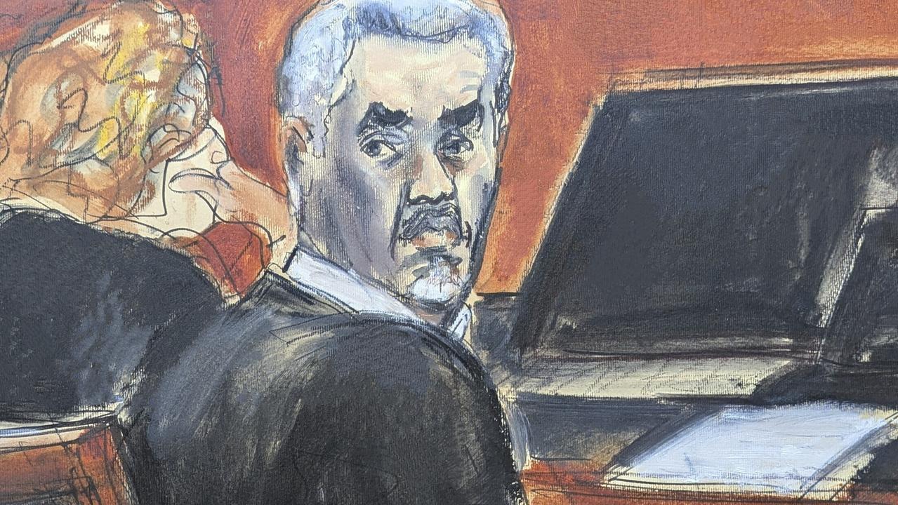 Sean 'Diddy' Combs, right, turns around and looks at the audience during jury selection at Manhattan federal court, Monday, May 5, 2025, in New York. Picture: Elizabeth Williams via AP