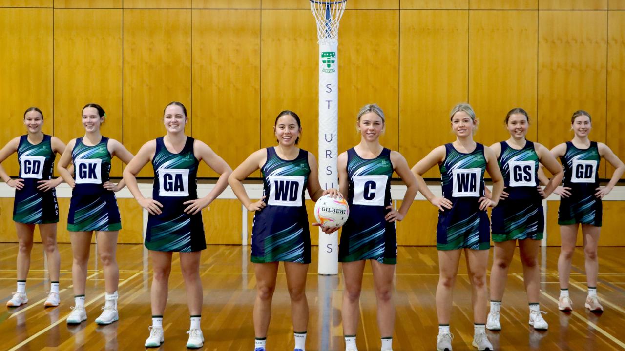 St Ursula's Senior A Merici-Chevalier netball players Darcie Gillis, Jorja Britton, Mikayla O’Neill, Aaliyah Selby, Haylee Doherty, Rose Coren, Veronica Farrow and Amelia Doherty.