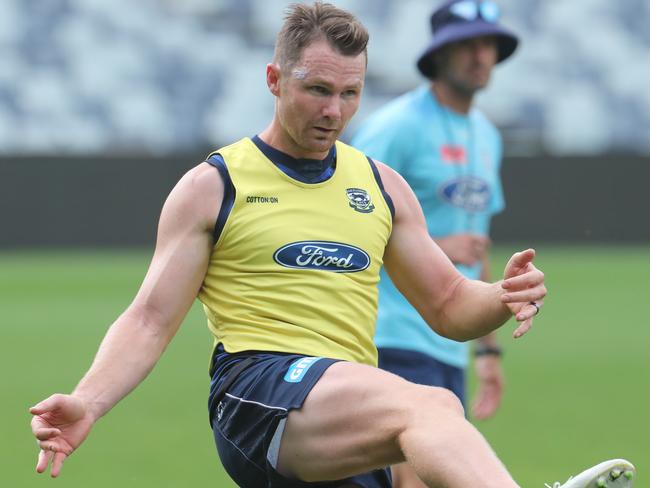 Patrick Dangerfield will be confined to the training track in coming weeks. Picture: Peter Ristevski