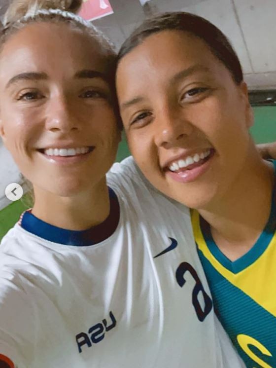 Sam Kerr and Kristie Mews are expecting their first born this year. Picture: Instagram