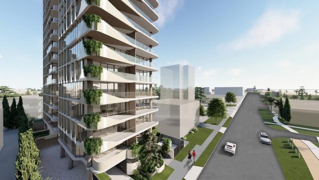 Artist impression of a tower proposed for a North Burleigh site by Victorian developer Caydon Property Group. Picture: Supplied