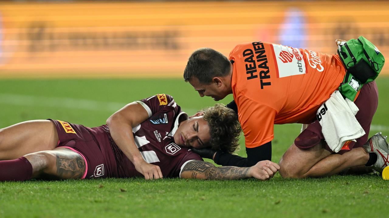 Reece Walsh was quickly ruled out of the game. Picture NRL Photos