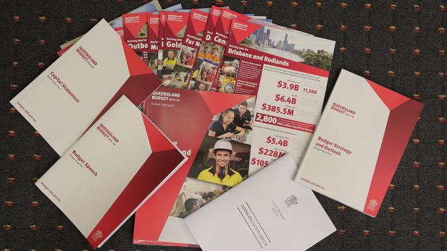 QLD State Budget papers at Parliament House. Picture: Mark Cranitch.