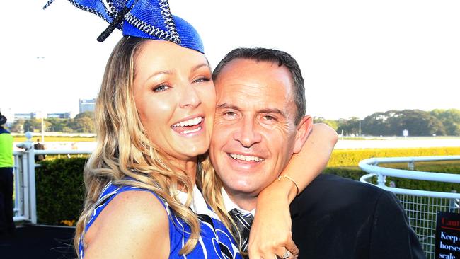 Chris Waller is hugged by his wife Stephanie.