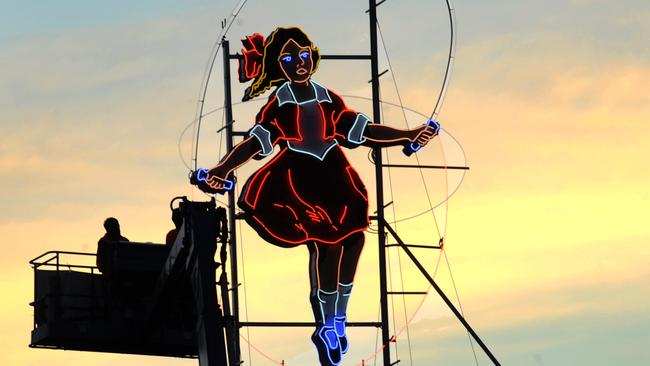 The iconic Skipping Girl Vinegar neon sign.