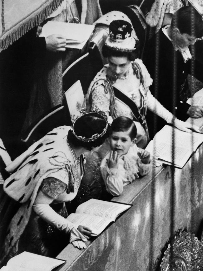 A young Prince Charles in Westminster Abbey reacts during the coronation ceremony of his mother, Queen Elizabeth I, in 1953.