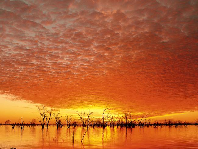 Beautiful ... Sunset at Lake Pamamaroo, Menindee Lakes, NSW Picture: Tony Derix.