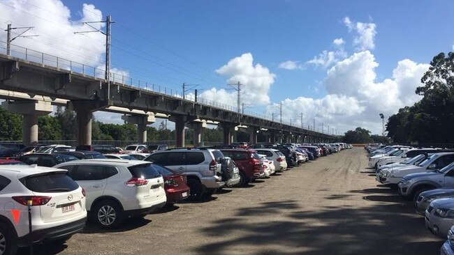 Parking at the Commonwealth Games near the proposed Helensvale North station site - posted on Councillor William Owen-Jones' Facebook page.