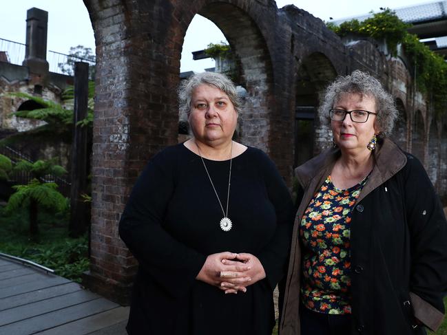 Kate (left) and Rozanna Lilley who say their famous mother failed to protect them from sexual predators on the arts scene. Picture: John Feder/The Australian