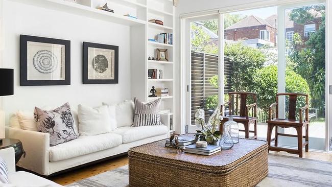 The living area leads out onto an outdoor terrace in the Double Bay actor Sam Neill sold. Picture: realestate.com.au