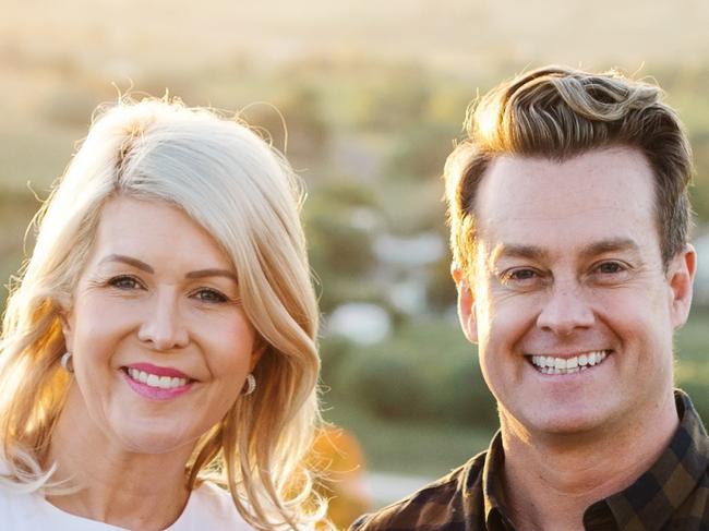 Grant Denyer with wife Chezzi and daughters Sailor and Scout.