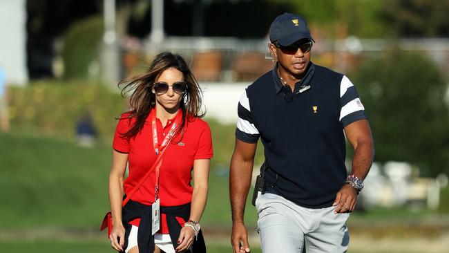 (L-R) Erica Herman and Tiger Woods at the Presidents Cup in 2017. Picture: AFP