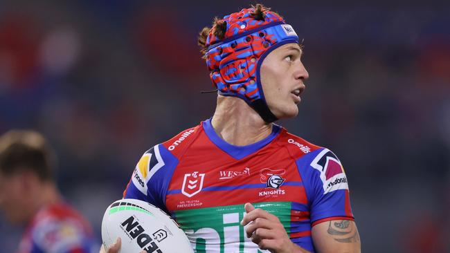 NEWCASTLE, AUSTRALIA - JULY 03: Kalyn Ponga of the Knights during the round 16 NRL match between the Newcastle Knights and the North Queensland Cowboys at McDonald Jones Stadium, on July 03, 2021, in Newcastle, Australia. (Photo by Ashley Feder/Getty Images)