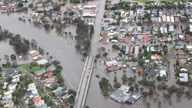 Aerial photos of flood waters around Maribyrnong and Flemington. Picture: David Caird