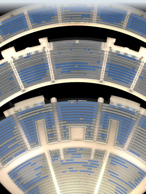 The majority of seats in the front portion of Jackson's opening night [in grey] are unsold. Picture: Supplied.
