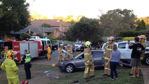 Emergency services at the scene of a crash on Sunrise Dr, Greensborough on December 23. 