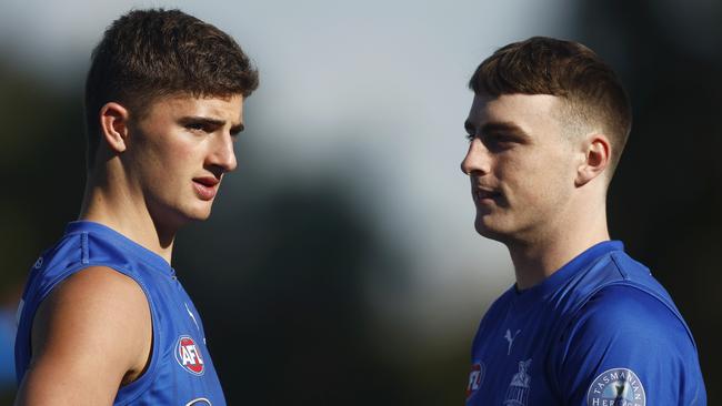 The Roos’ elite midfield talent includes last year’s draftees Harry Sheezel and George Wardlaw. Picture: Daniel Pockett/Getty Images